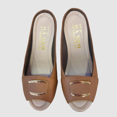 Dép Nữ Quai Ngang Đế Xuồng Da Bò Thật TiTi ĐÔ Cao Cấp DNU2097d