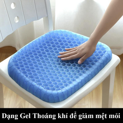 Đệm Ngồi Chống Mỏi 3D 2 Lớp Thoáng Khí - Chống Đau Mỏi Lưng - Đệm Gel Tổ Ong Đàn Hồi Lót Ghế, Mẫu Mới 2022