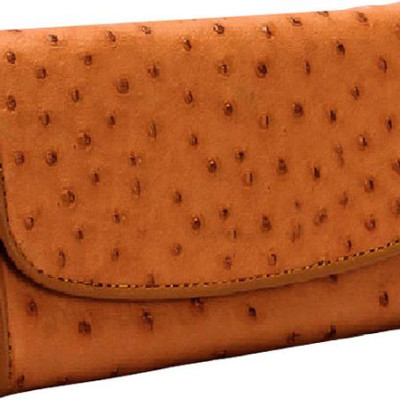 Ví Nữ Da Đà Điểu 3 Gấp Huy Hoàng HT3409 (19 x 10.5 cm) - Vàng Bò