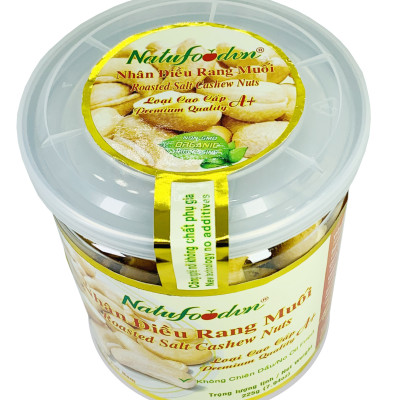 Nhân Hạt Điều Rang Muối Cao Cấp Loại 1 | Hủ 225g Hoa Mai | Natufoodvn