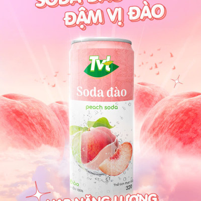 [Combo 12 lon 320ml] Soda Đào TVT - Nước cốt đào tự nhiên cùng soda nhẹ nhàng