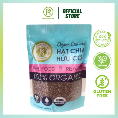 1KG Hạt Chia Đen Hữu Cơ Real Food Cải Thiện Tiêu Hóa, Dùng Cho Sinh Tố & Nước Uống (Tặng Hạt Chia)