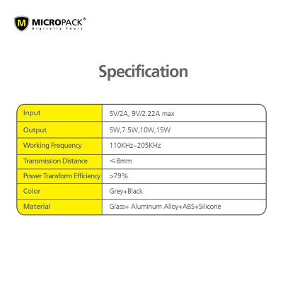 Đế sạc Ôtô MicroPack POWER MOTOR MAGNETIC MCC-15WM Sạc Không Dây 15W Hàng Chính Hãng