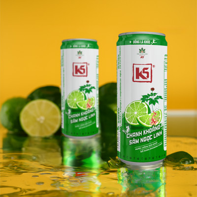 Nước Tăng Lực K5 Sâm Ngọc Linh Lon Lẻ Vị Chanh Khoáng (320ml/Lon)