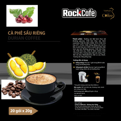 Hộp 20 gói Cà phê Sầu riêng ROCKCAFE (20g/gói)
