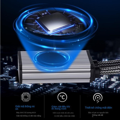 Đèn Pha/ Cos Ô tô VinFast, Đèn Led VF3/ VF5-Pro 6000K Canbus cắm chân đèn nguyên bản dòng cao cấp ống đồng đen siêu bền