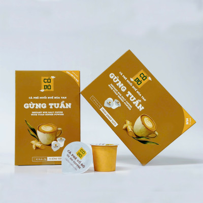 Hộp 6 cốc cà phê muối huế hoà tan Gừng Tuần (6 cốc x 20g)