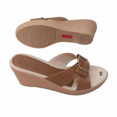 Dép Nữ Quai Ngang Đế Xuồng HÀ NAM Da Bò Thật Cao Cấp 7cm DNU2152