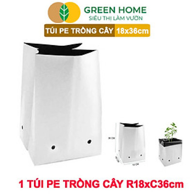 10 Túi Trồng Cây GreenHome, PE 2 Lớp, 18x36CM, Chống UV, Tiện Lợi, Độ Bền 1,5 Năm, Trồng Rau, Hoa
