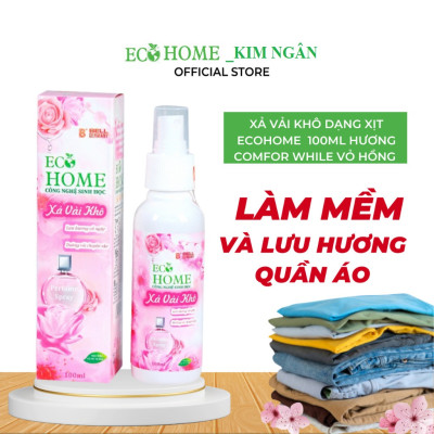 Xả Vải Khô Dạng Xịt Công Nghệ Sinh Học Ecohome 100ml Hương Comfor While Vỏ Hồng Làm Mềm Vải Khử Mùi Hôi, Lưu Hương Lâu
