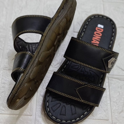 DÉP 02 QUAI NGANG DA BÒ 100% DA BÒ TỰ NHIÊN, ĐẾ CAO SU CHỐNG TRƠN, ĐI ÊM CHÂN