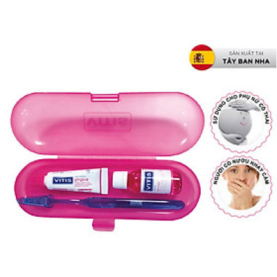 Bộ sản phẩm chăm sóc nướu răng nhạy cảm mini Vitis Gingival (Bàn chải + Kem đánh răng 15ml + Nước súc miệng 30ml, dùng được cho phụ nữ mang thai, cho con bú)