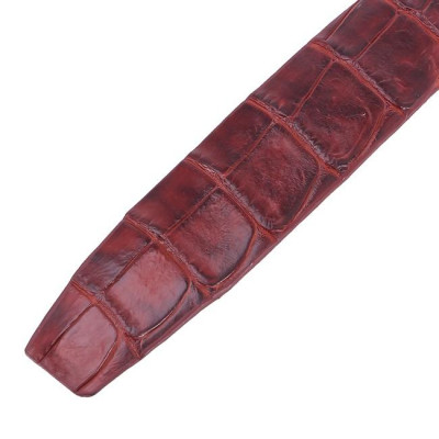 HP4843 - Dây nịt nam da cá sấu Huy Hoàng 3,5P đầu kim màu nâu đỏ