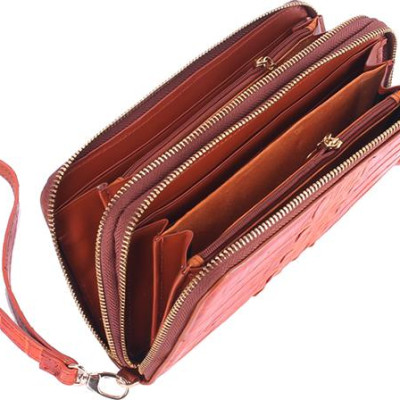 Ví Nữ Da Cá Sấu Nhiều Ngăn Gai Huy Hoàng HT3279 (11 x 22 cm) - Vàng