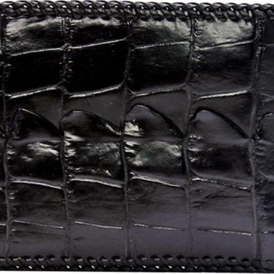 Ví Nam Da Cá Sấu Đan Viền Gai Huy Hoàng HT2222 (12.5 x 10 cm) - Đen