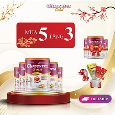 Sữa tiểu đường COMBO MUA 5 TẶNG 3 GLUZEXTRA GOLD hơn 20 loại hạt với sữa non nhập khẩu từ Mỹ giàu dinh dưỡng