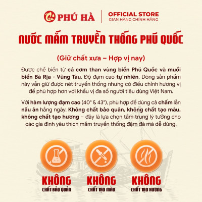 Nước mắm truyền thống Phú Quốc Phú Hà 40 độ đạm - Hộp 2 chai 510ml