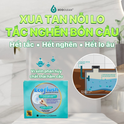 Hộp 6 Gói Vi Sinh Xử Lý Hầm Tự Hoại, Bồn Cầu Bị Đầy, Tràn - EcoFlush - Túi Gói Tự Phân Huỷ