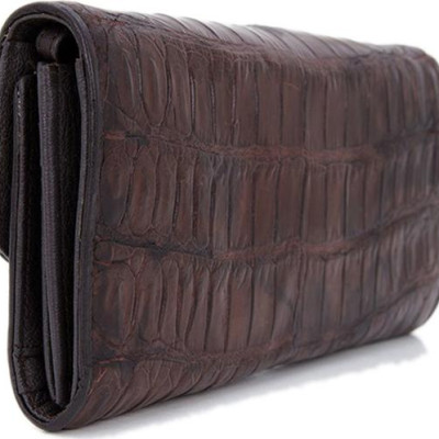 Ví Da Cá Sấu 3 Gấp Vip Huy Hoàng HT3704 (10,5 x 19 cm) - Nâu Đất