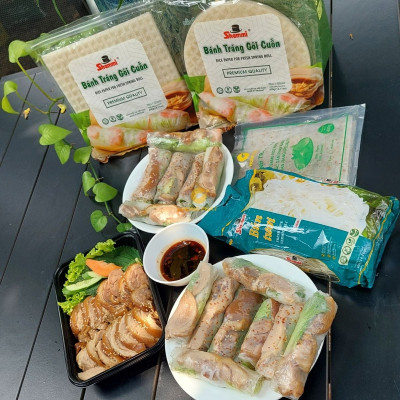 [LOẠI VUÔNG] Bánh tráng gỏi cuốn Shammi vuông size 22cm túi 400g (Bánh tráng xuất khẩu có túi zip)