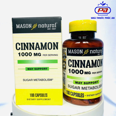 Viên uống hỗ trợ ổn định đường huyết tiểu đường điều hoà huyết áp MASON NATURAL Cinnamon Mỹ 50 - 100 viên