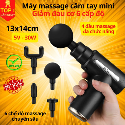 Súng Massage Mini Toàn Thân, Máy Massage Cầm Tay Mini 6 Cấp Độ Chuyên Sâu Đa Năng D Danido