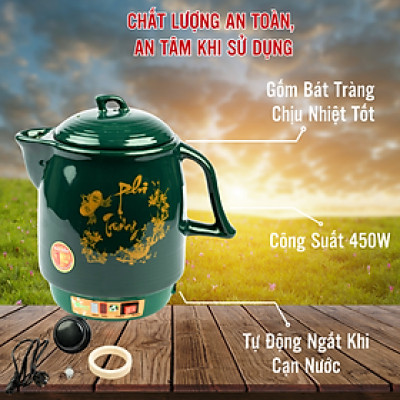 [Hàng Chính Hãng] Ấm Sắc Thuốc SEIKA, Siêu Sắc Thuốc Bằng Điện, Gốm Bát Tràng Cao Cấp, Đủ Size - 2.8L, 3.2L, 3.3L, 4.5L