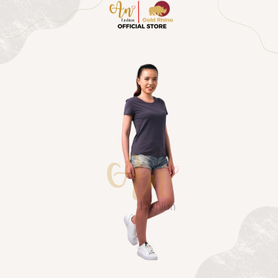 Áo Phông Nữ Cổ Tròn Màu THAN CHÌ 100% Cotton Cao Cấp, Công Nghệ Khử Mùi Ag+, An Toàn Cho Da - Gold Rhino