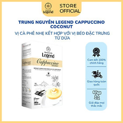 Cà Phê Trung Nguyên Legend Cappuccino Coconut – Hộp 12 Gói – Cà Phê Dừa Thơm Béo, Đậm Hương Vị Nhiệt Đới