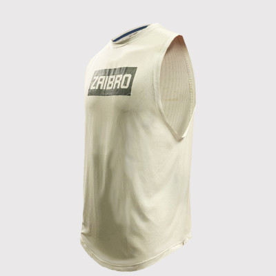 Áo ba lỗ thể thao Droparm muscle Tanktop  trắng_ zaibro