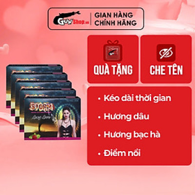 Bộ 5 hộp bao cao su Storm hương dâu | Hộp 10 cái