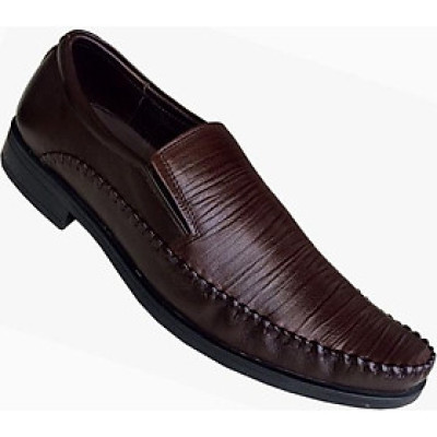 Giày tây nam Trường Hải da bò nâu cao 3cm đế cao su GT101