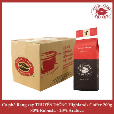 Traditional Blend Thùng 12 gói Cà phê Rang xay Truyền thống Highlands Coffee 200g