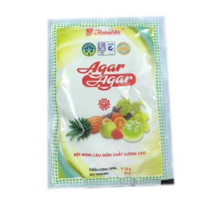 Hộp 10 gói bột rau câu giòn (agar) Hoàng Yến, hàng mới chuẩn chính hãng 100%