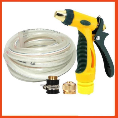 Bộ dây vòi xịt nước rửa xe, tưới cây tăng áp 3 lần,loại 20M (nối đồng nhựa đen) 206317