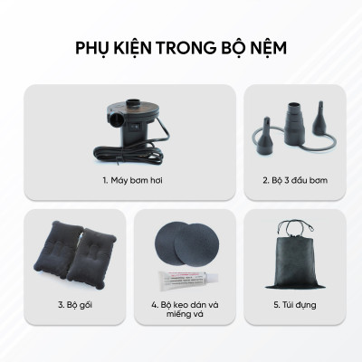 [XẢ KHO]Đệm hơi ô tô, nệm hơi xe ô tô cao cấp hàng dày loại 1, có thành chắn an toàn, tặng kèm bơm điện và bộ gối