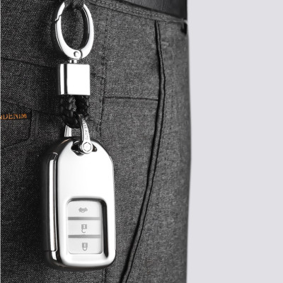 Ốp, bọc chìa khóa silicon màu tráng gương bảo vệ chìa khóa cho xe Honda CR-V, Civic, City…kèm móc đeo INOX