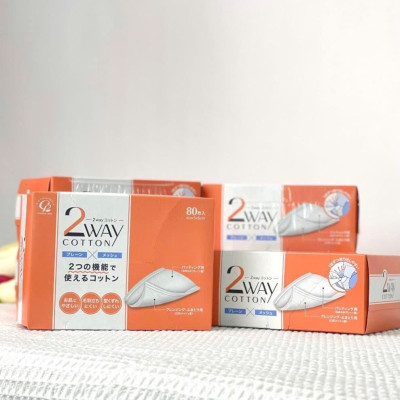 Set 2 Hộp Bông Tẩy Trang Cao Cấp Cotton Labo 2 Way (80 Miếng/Hộp)