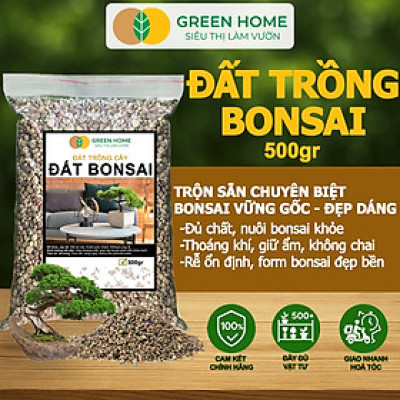 Đất Trồng Cây Bonsai Greenhome, Bao 500GR, Promix, Trộn Sẵn, Tiện Dụng, Giữ Ẩm Tốt, Thoáng Khí, Rễ Khoẻ, Thân To