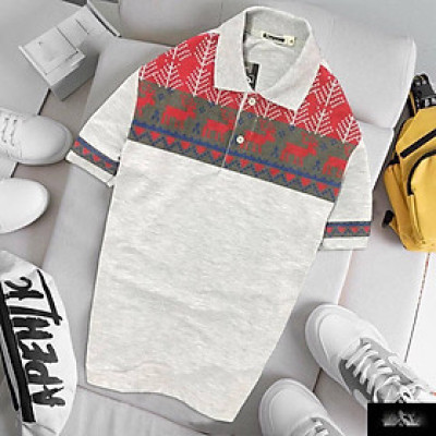 Áo thun nam cổ bẻ họa tiết kiểu thổ cẩm