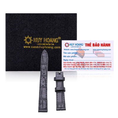 Dây đồng hồ Huy Hoàng da cá sấu size 12, 14 màu đen, nâu đỏ, vàng bò, nâu đất HC8226-27-28-29