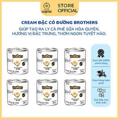 Combo 6 Lon Sữa đặc Brothers Trung Nguyên Legend - Nguyên liệu pha chế cà phê (Lon 390r)