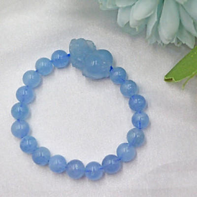 VÒNG TAY TỲ HƯU HỖ TRỢ TÀI LỘC, CÔNG VIỆC ĐÁ AQUAMARINE TỰ NHIÊN