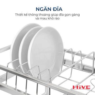 Kệ (giá) để chén bát HiVE New 2 tầng inox 304