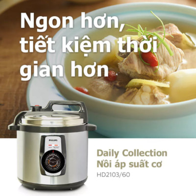 [HÀNG CHÍNH HÃNG] Nồi áp suất cơ Philips HD2103 - 5L - 900W | Hàng Chính Hãng