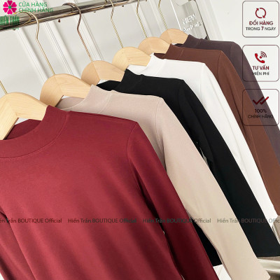 Áo giữ nhiệt nữ Hiền Trần BOUTIQUE cổ cao dài tay chất vải thun kiểu dáng ôm nhẹ phong cách thanh lịch-A6