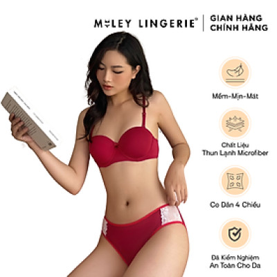 Bộ Áo Ngực Cúp Ngang Và Quần Phối Ren Đồng Màu - BRM04002_FMM0405