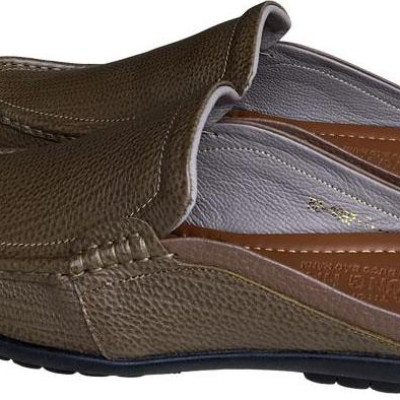 Giày sục nam da bò  Trường Hải màu xanh rêu đế cao su không trơn hàng may chắc chắn thời trang cao cấp BMN0200