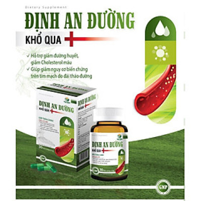 Viên Uống Giúp Hạ Nhanh Đường Huyết Định An Đường - Giảm Biến Chứng Bệnh Tiểu Đường Type 1 Và Type 2, Hạ Mỡ Máu, Giảm Cholesterol Trong Máu - Lọ 30 Viên
