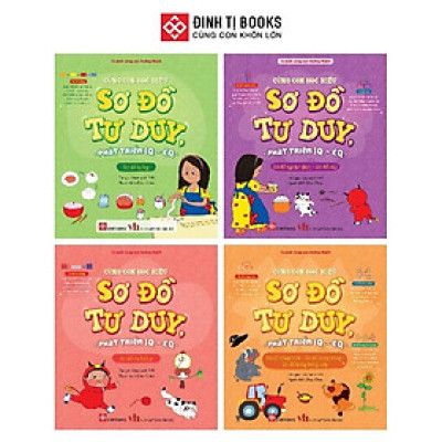 Sách - Cùng con học hiểu sơ đồ tư duy, phát triển IQ-EQ - Cho trẻ 3 - 9 tuổi - Combo 4 Cuốn - Đinh Tị Books